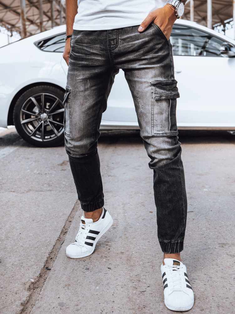 Čierne džínsové joggery s vreckami UX4038 Veľkosť: L