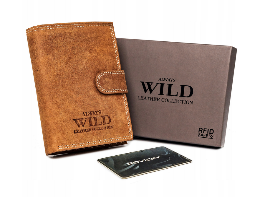 Always Wild Svetlohnedá pánska kožená peňaženka A126 N4L-P-CHM-1034 COGNA Veľkosť: ONE SIZE