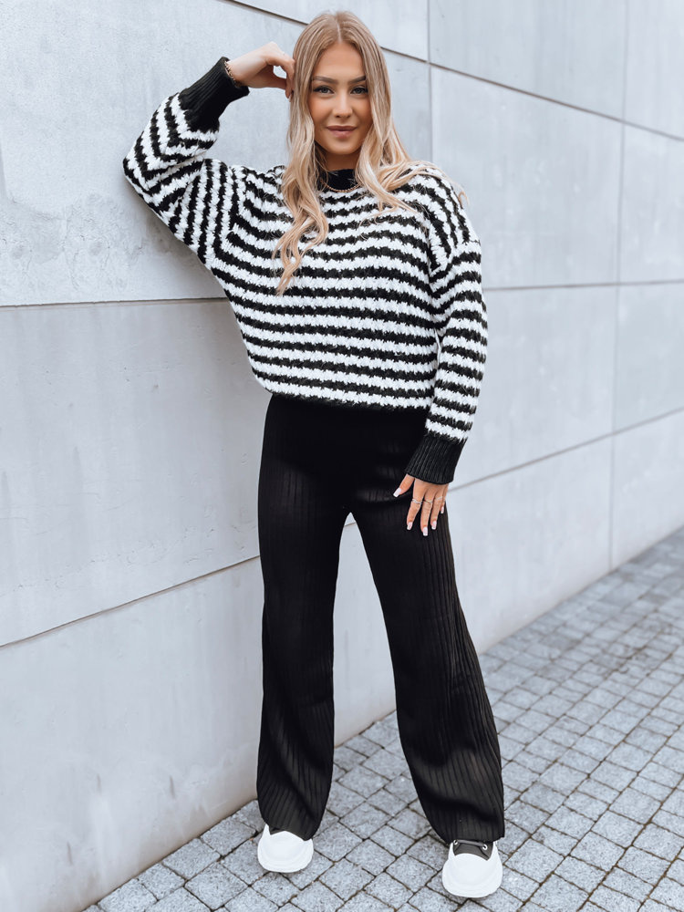 Čierne široké rebrované nohavice MOSSYMOOD UY1689 Veľkosť: ONE SIZE