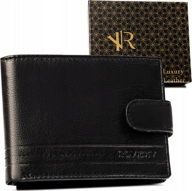 Rovicky Čierna kožená peňaženka na patentku L200 [DH] R-N992L-GAT Veľkosť: ONE SIZE