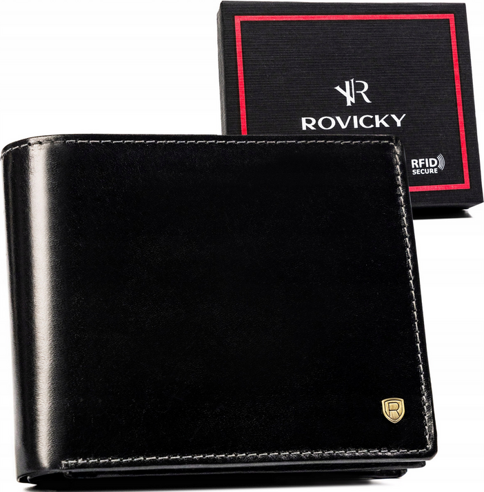 Rovicky Čierna hladká kožená peňaženka bez zapínania L204 [DH] 22323-VT-RVT Veľkosť: ONE SIZE