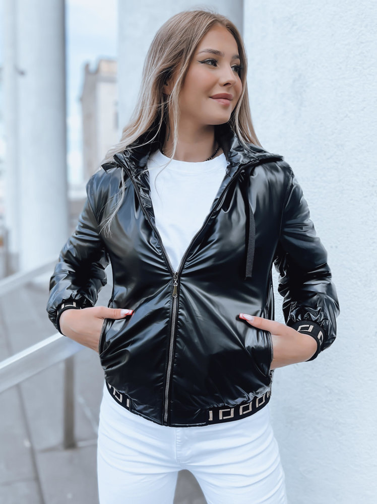 Čierna lesklá bomber bunda DEMETER TY3788 Veľkosť: S