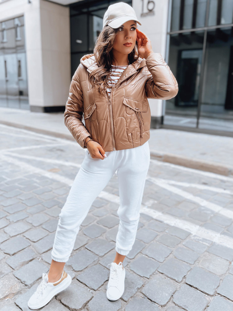 Camel prešívaná crop bunda LILYWOOL TY3714 Veľkosť: L