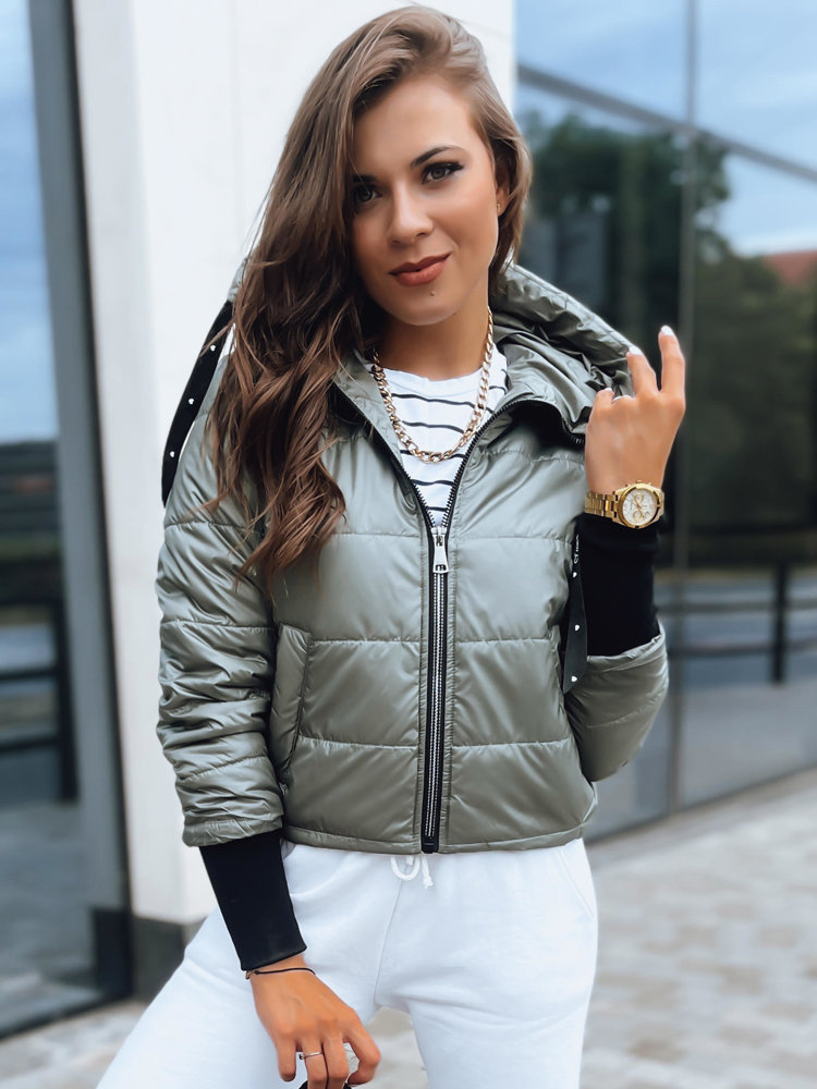 Khaki lesklá prechodná bunda AURORA TY3722 Veľkosť: 2XL