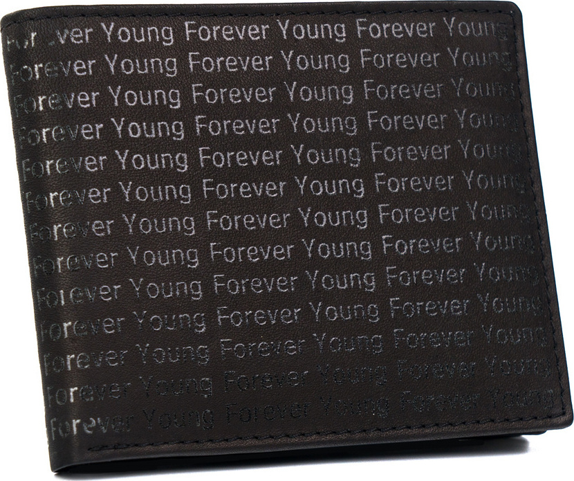 Forever Young Čierna kožená peňaženka zdobená razbou s monogramom F016 701-SPG BLACK Veľkosť: ONE SIZE