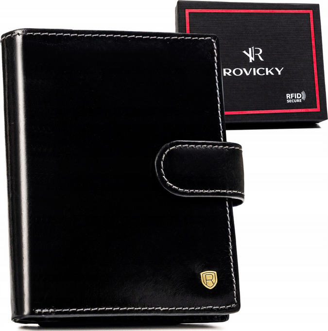 Rovicky Čierna kožená peňaženka na patentku s prešívaním L205 [DH] 22314L-VT-RVT Veľkosť: ONE SIZE