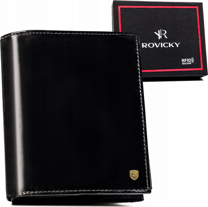 Rovicky Čierna hladká kožená peňaženka L209 [DH] 22316-VT-RVT Veľkosť: ONE SIZE