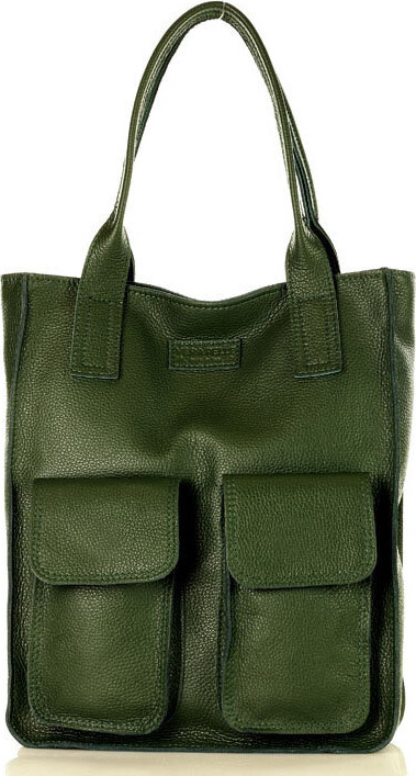 MARCO MAZZINI Tmavá-khaki shopper bag s vreckami s131c Veľkosť: ONE SIZE
