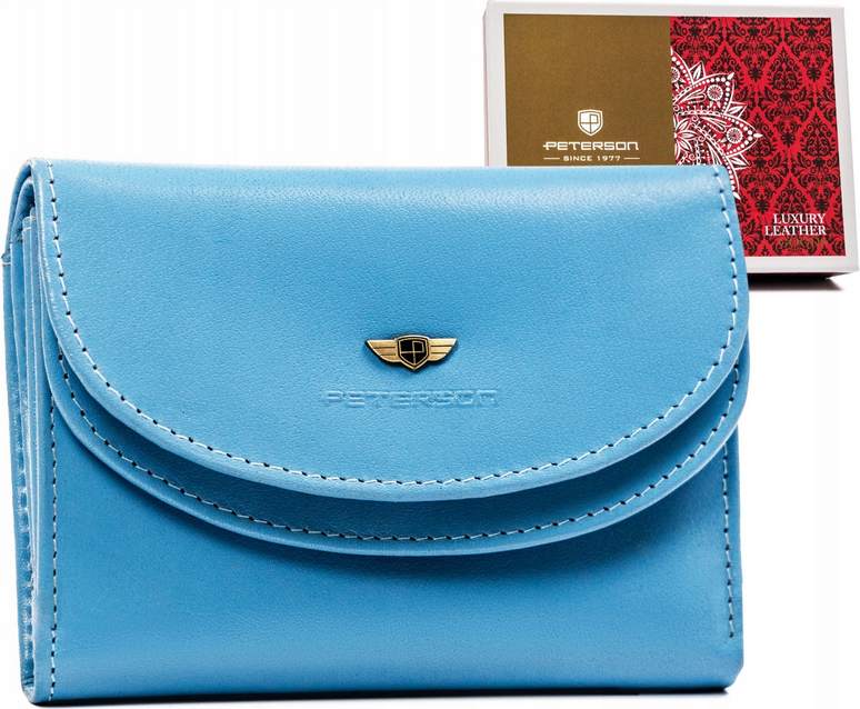 Peterson Svetlomodrá stredne veľká dámska kožená peňaženka Y421 [DH] PTN 116-BO Veľkosť: ONE SIZE