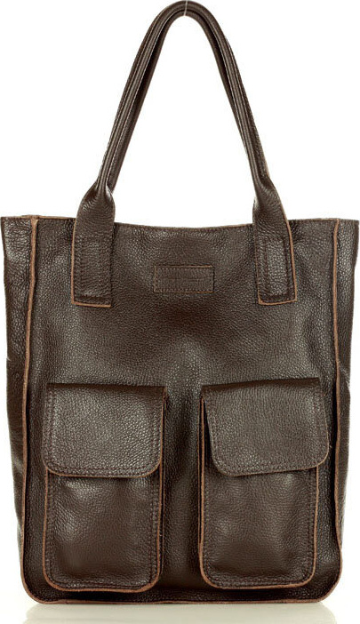 MAZZINI Tmavo hnedá kožená shopper kabelka (s131d) Veľkosť: ONE SIZE