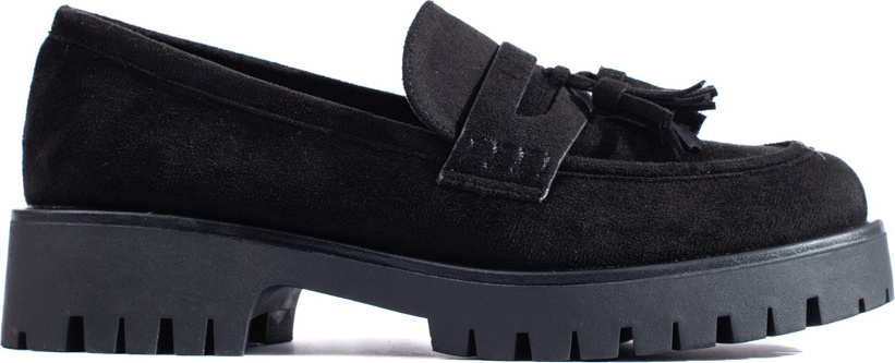 Semišové čierne mokasíny so strapcami GD-XR-369B-B Veľkosť: 36