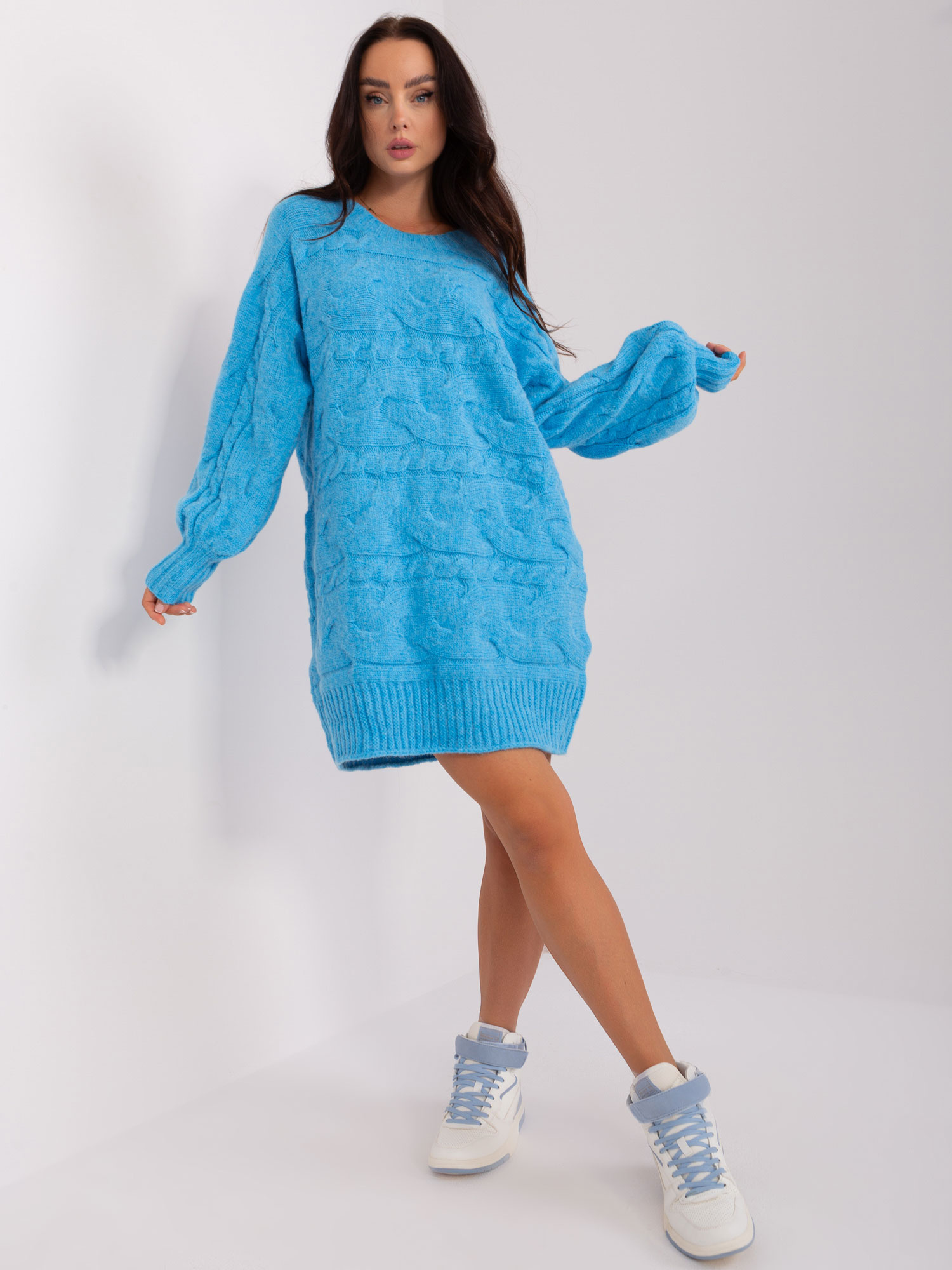 Svetlomodré svetrové šaty -AT-SW-2367.76P- light blue Veľkosť: ONE SIZE