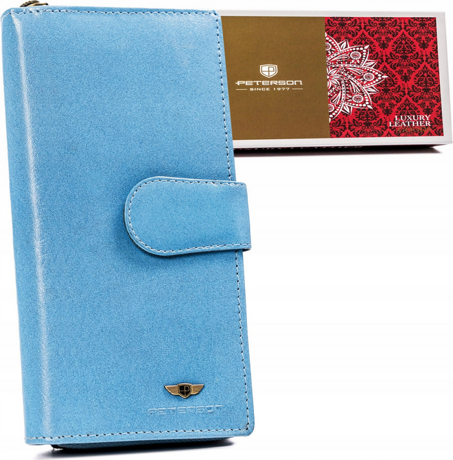 Peterson Svetlomodrá veľká dámska peňaženka na zips a patentku Y425 [DH] PTN 2519-BO Veľkosť: ONE SIZE