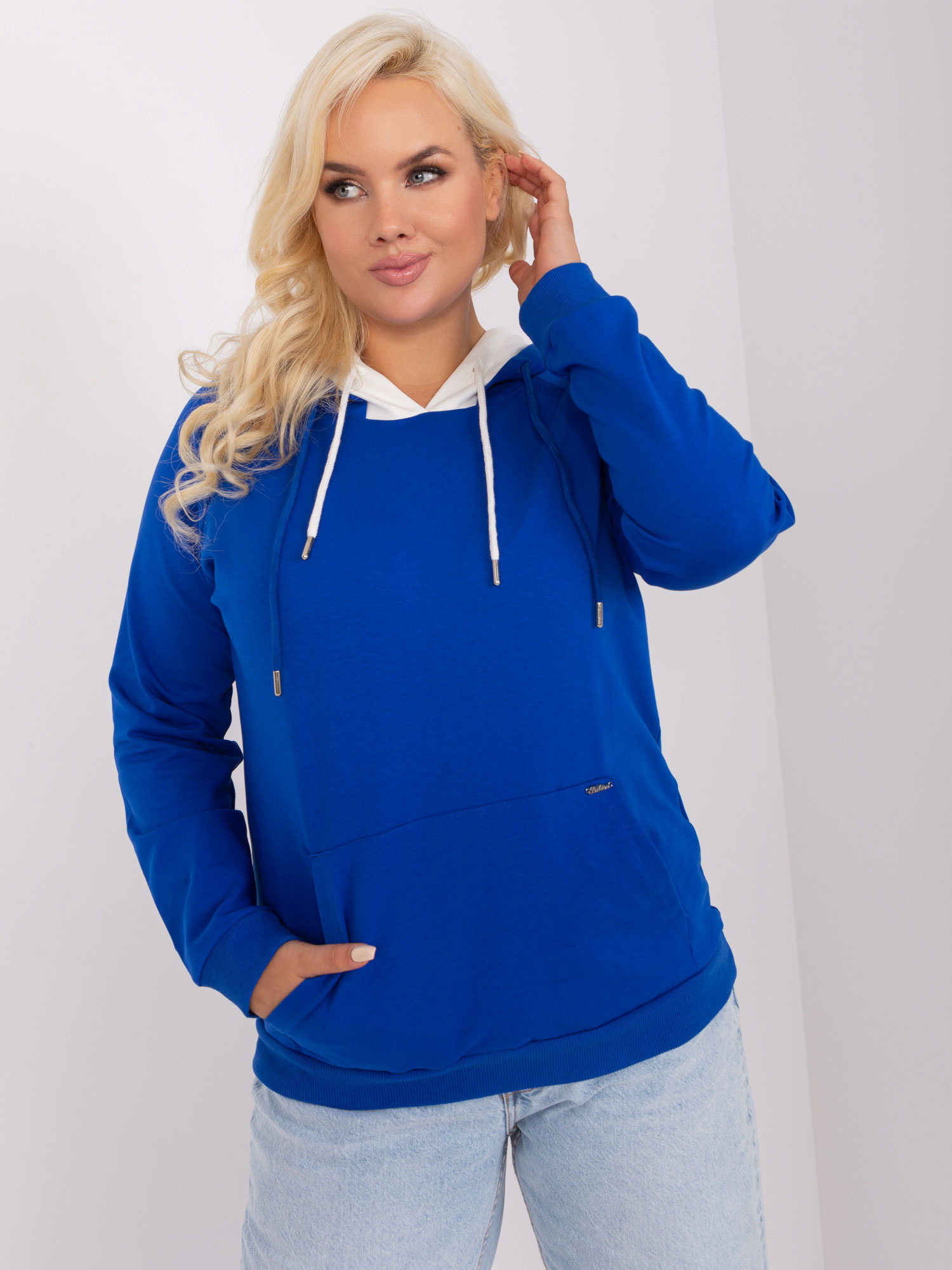 Modrá mikina s kapucňou RV-BL-9087.77P-kobalt Veľkosť: ONE SIZE