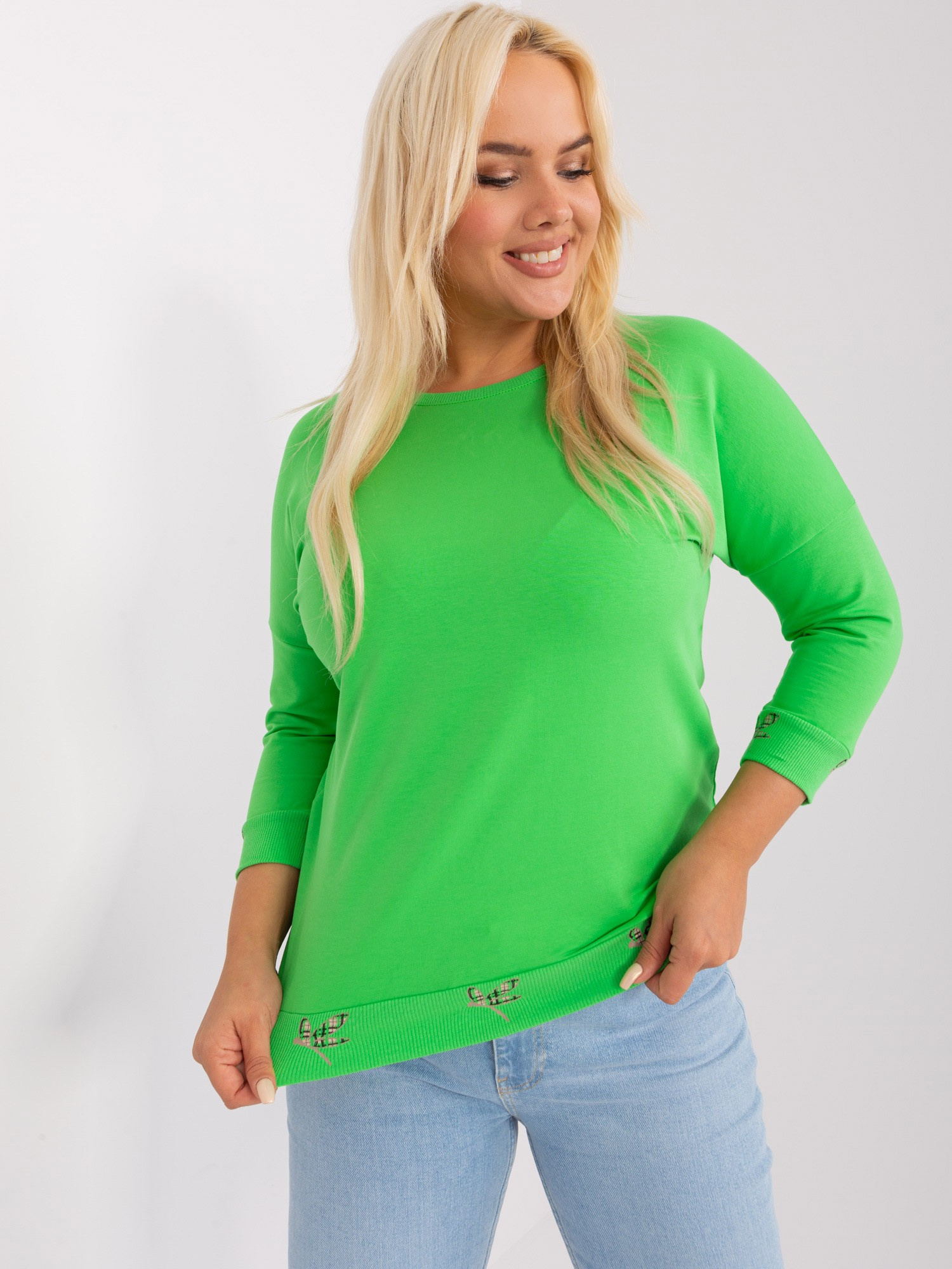 Zelené tričko s 3/4 rukávom -RV-BZ-9135.47-green Veľkosť: ONE SIZE