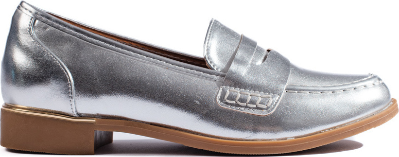 Dámske strieborné basic mokasíny H8-517S Veľkosť: 37