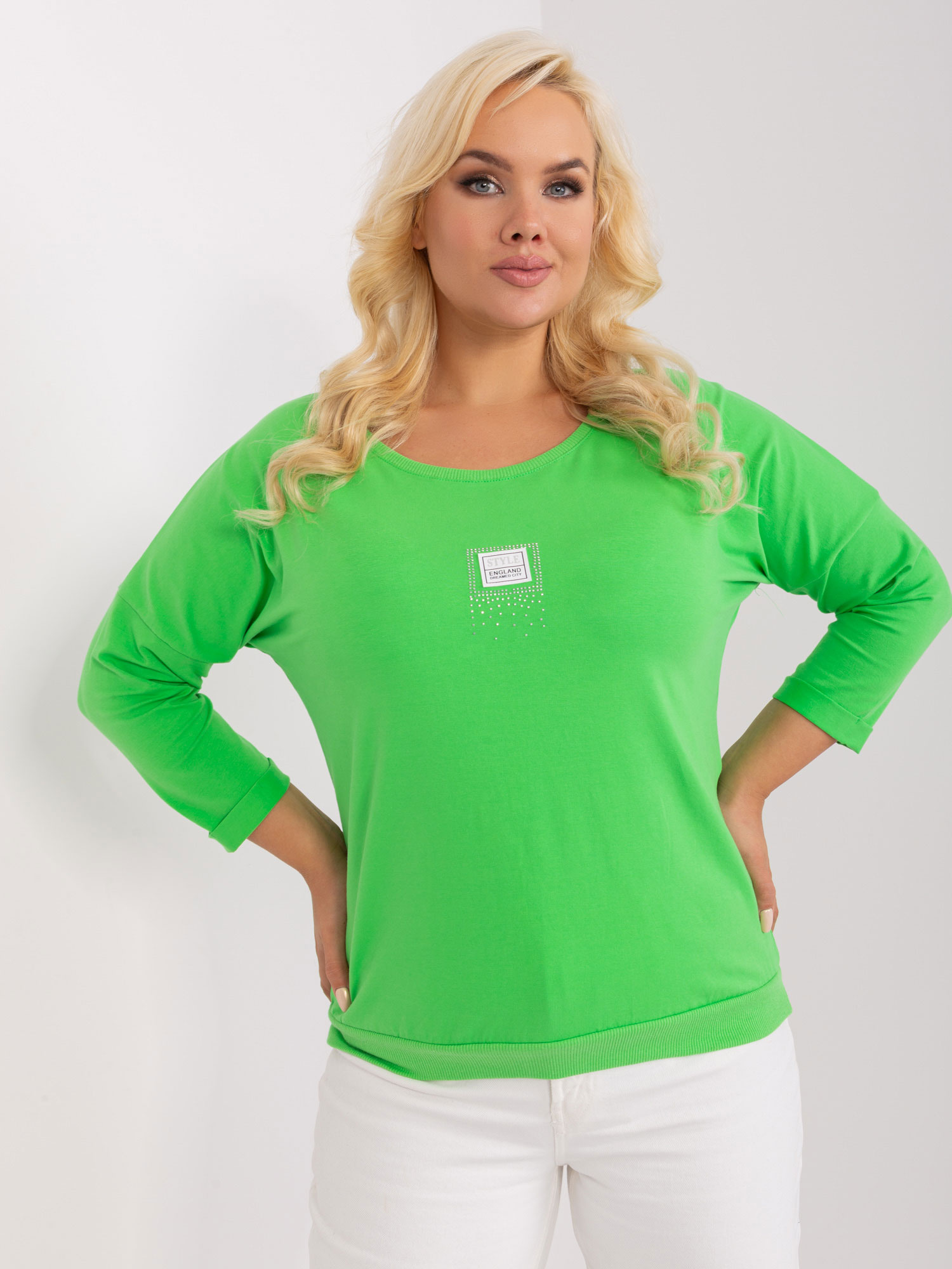 Svetlozelené tričko s 3/4 rukávom RV-BZ-8995.94P-light green Veľkosť: ONE SIZE
