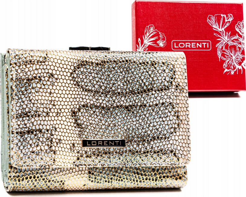 Lorenti Smotanovo-mintová malá kožená peňaženka z imitácie hadej kože S258 [DH] 15-09-SK Veľkosť: ONE SIZE