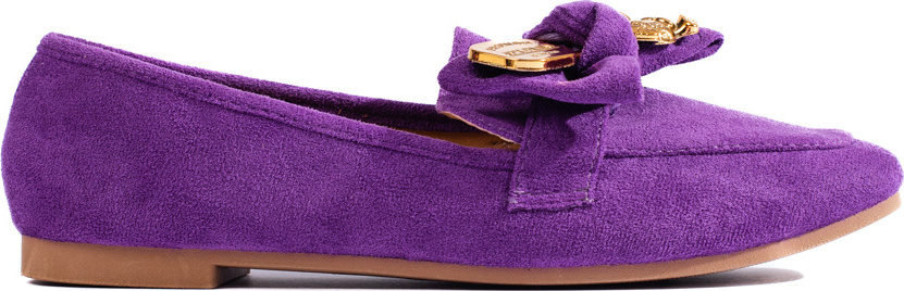 Fialové semišové mokasíny s mašľou H8-586PU Veľkosť: 36