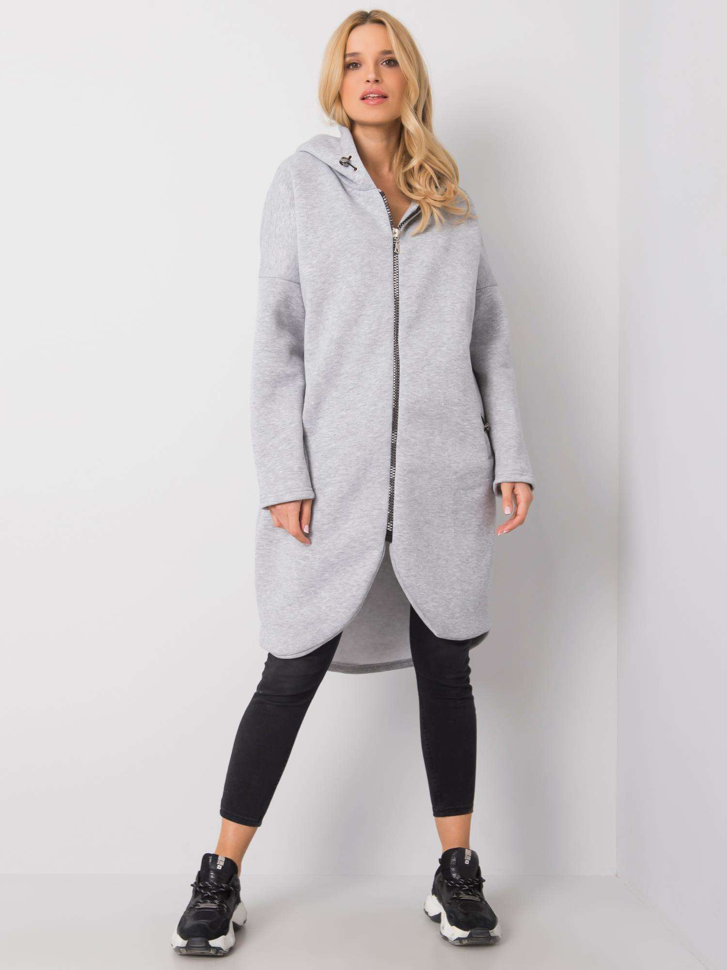Svetlosivá dámska dlhá mikina na zips RV-BL-4858-1.99P-gray Veľkosť: S/M