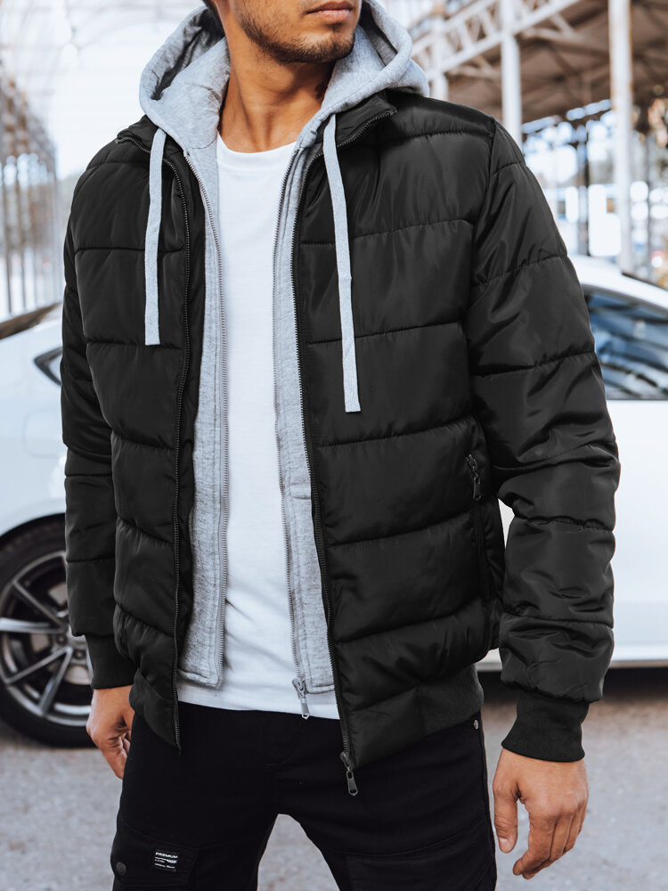 Čierna prešívaná zimná bunda TX4546 Veľkosť: 2XL