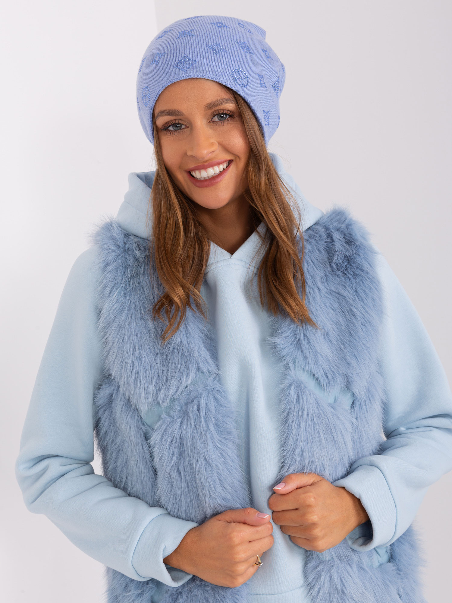 Modrá vzorovaná čiapka -AT-SK-2325.86-blue Veľkosť: ONE SIZE