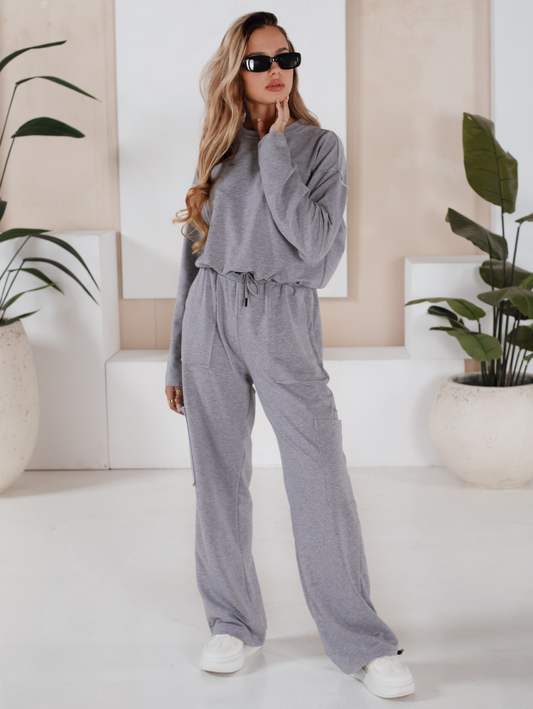 Svetlosivá tepláková súprava s crop mikinou CHARM AY0958 Veľkosť: S