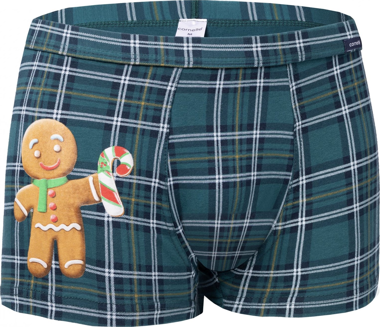 Zelené kárované pánske vianočné boxerky - Perníček 007/70 Veľkosť: 2XL