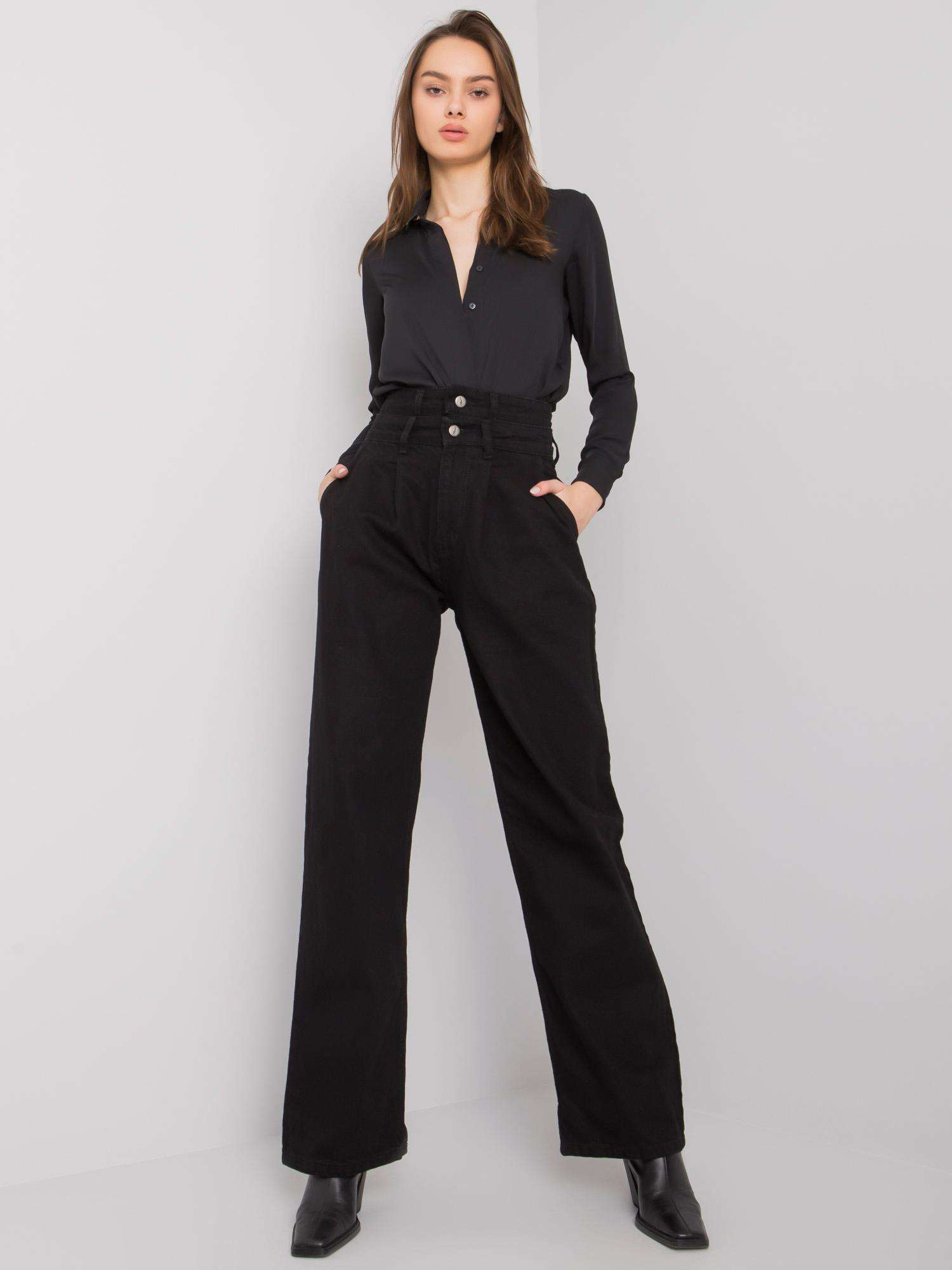 Čierne široké džínsy s vysokým pásom Shelburne MR-SP-306.23-black Veľkosť: 26