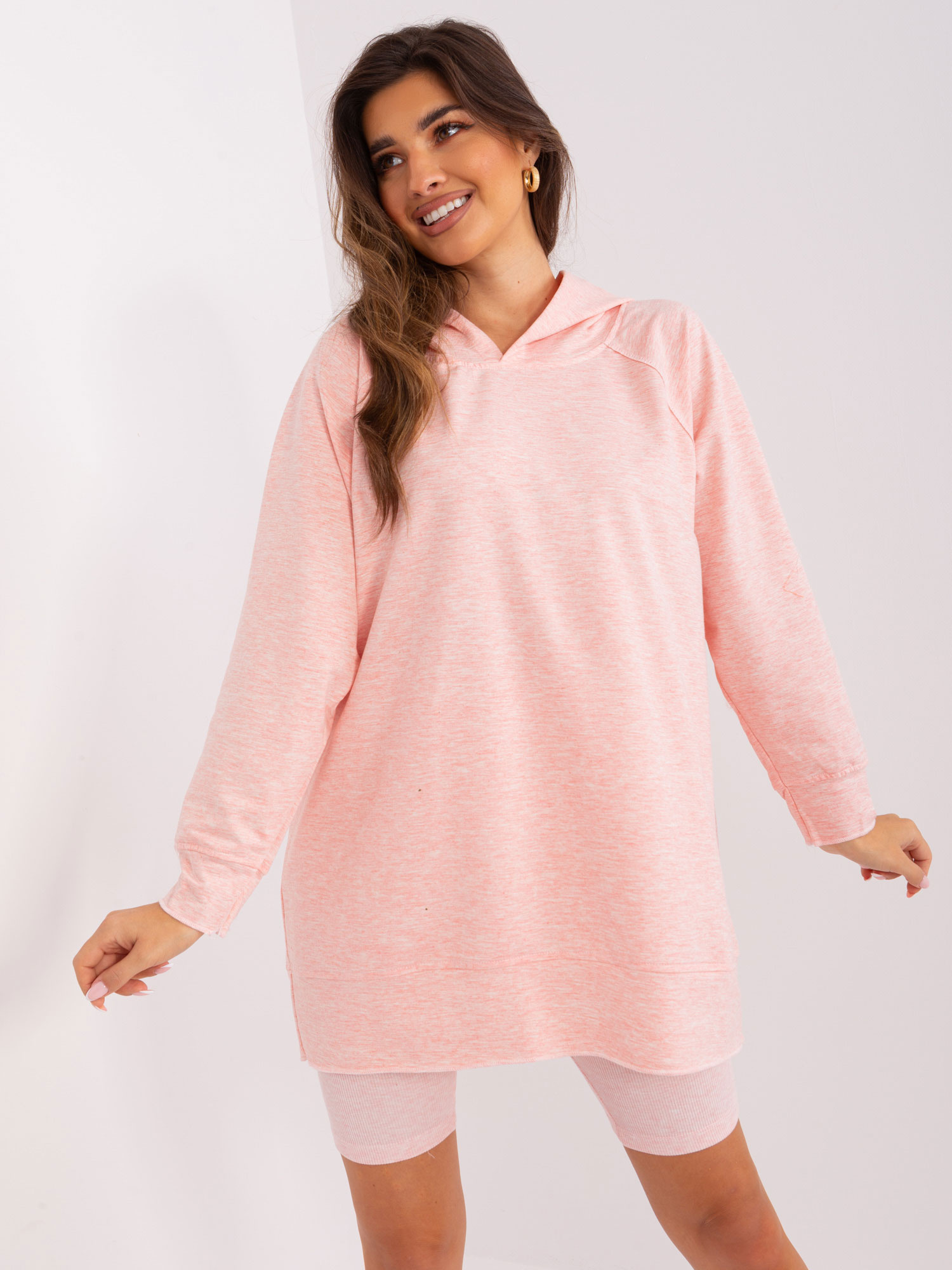 Svetloružový komplet cyklistických šortiek a mikiny EM-KMPL-829.70-light pink Veľkosť: ONE SIZE