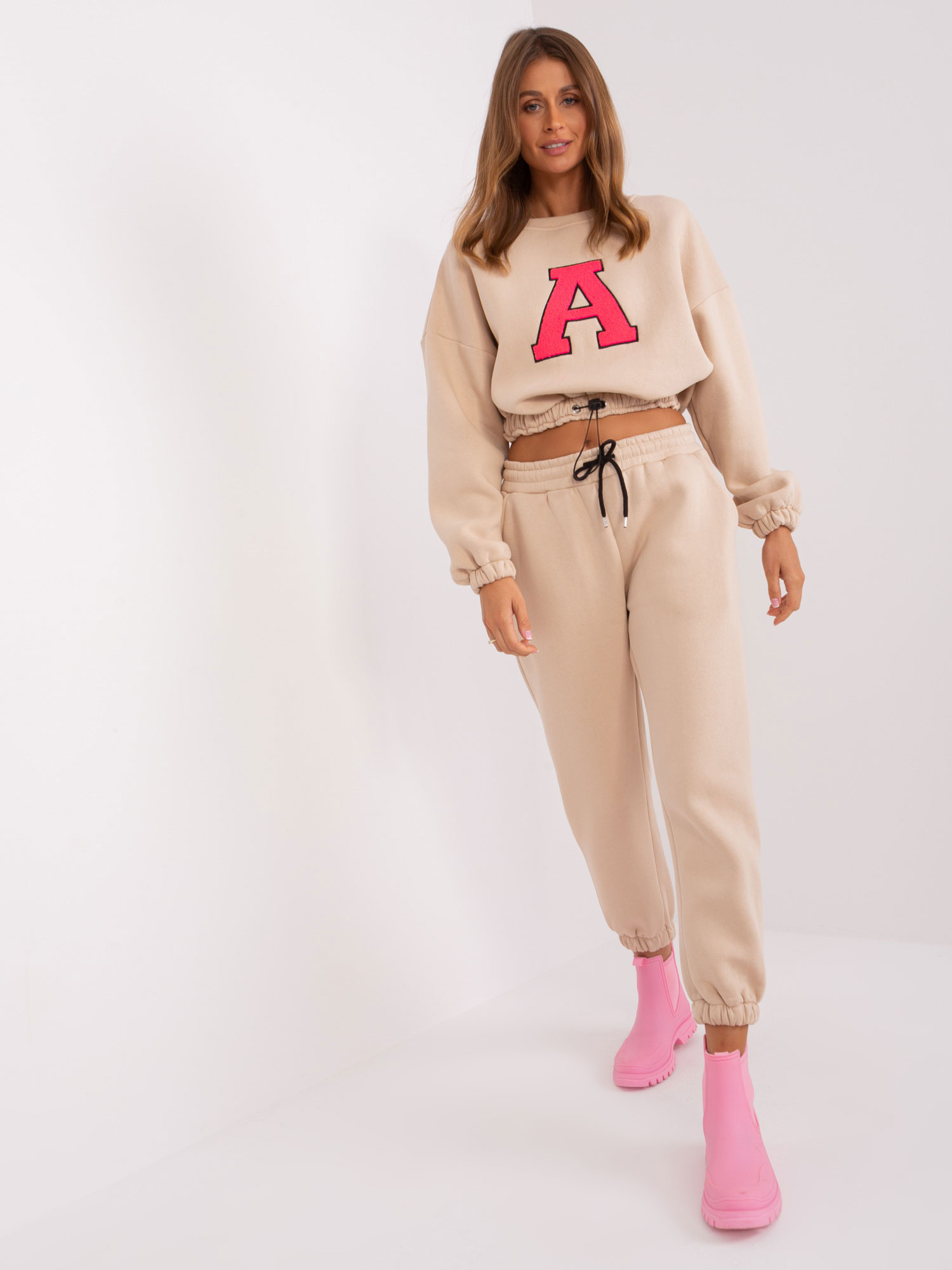 Béžová tepláková súprava bez kapucne EM-KMPL-804.00P-beige Veľkosť: ONE SIZE