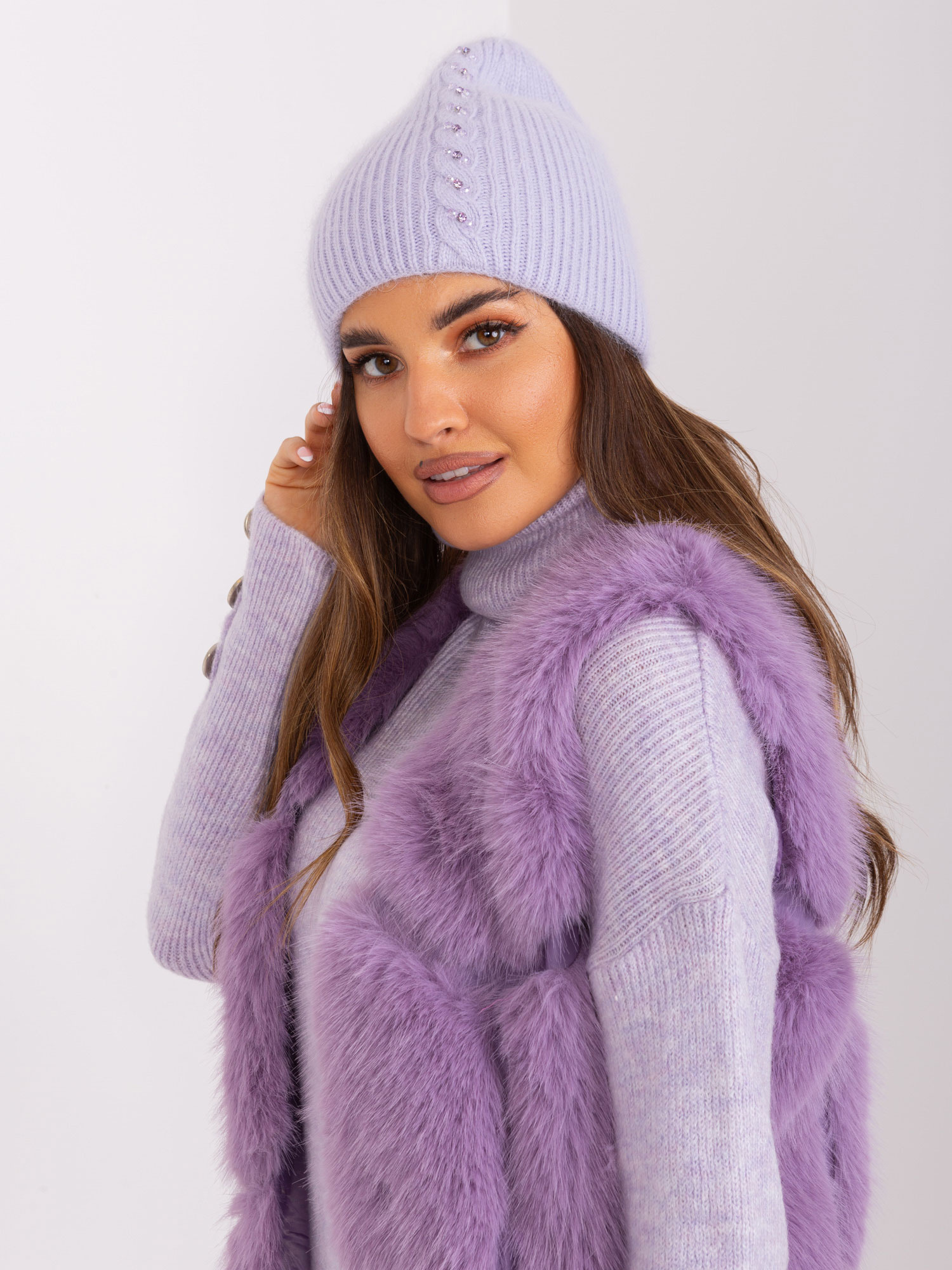 Fialová čiapka s aplikáciou AT-SK-2328.11P-light purple Veľkosť: ONE SIZE