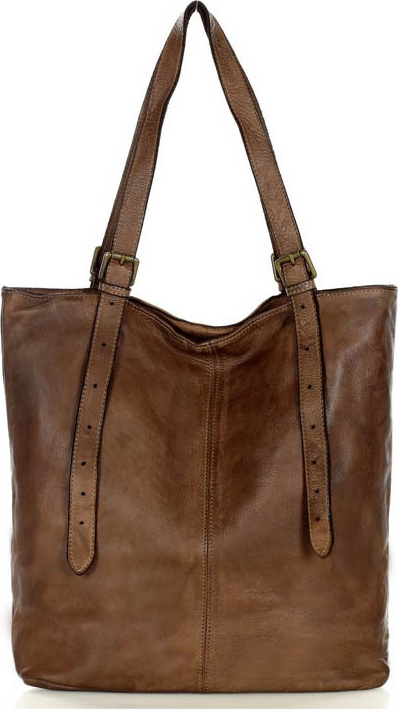 MARCO MAZZINI hnedá priestranná kožená shopper kabelka (v201c) Veľkosť: ONE SIZE