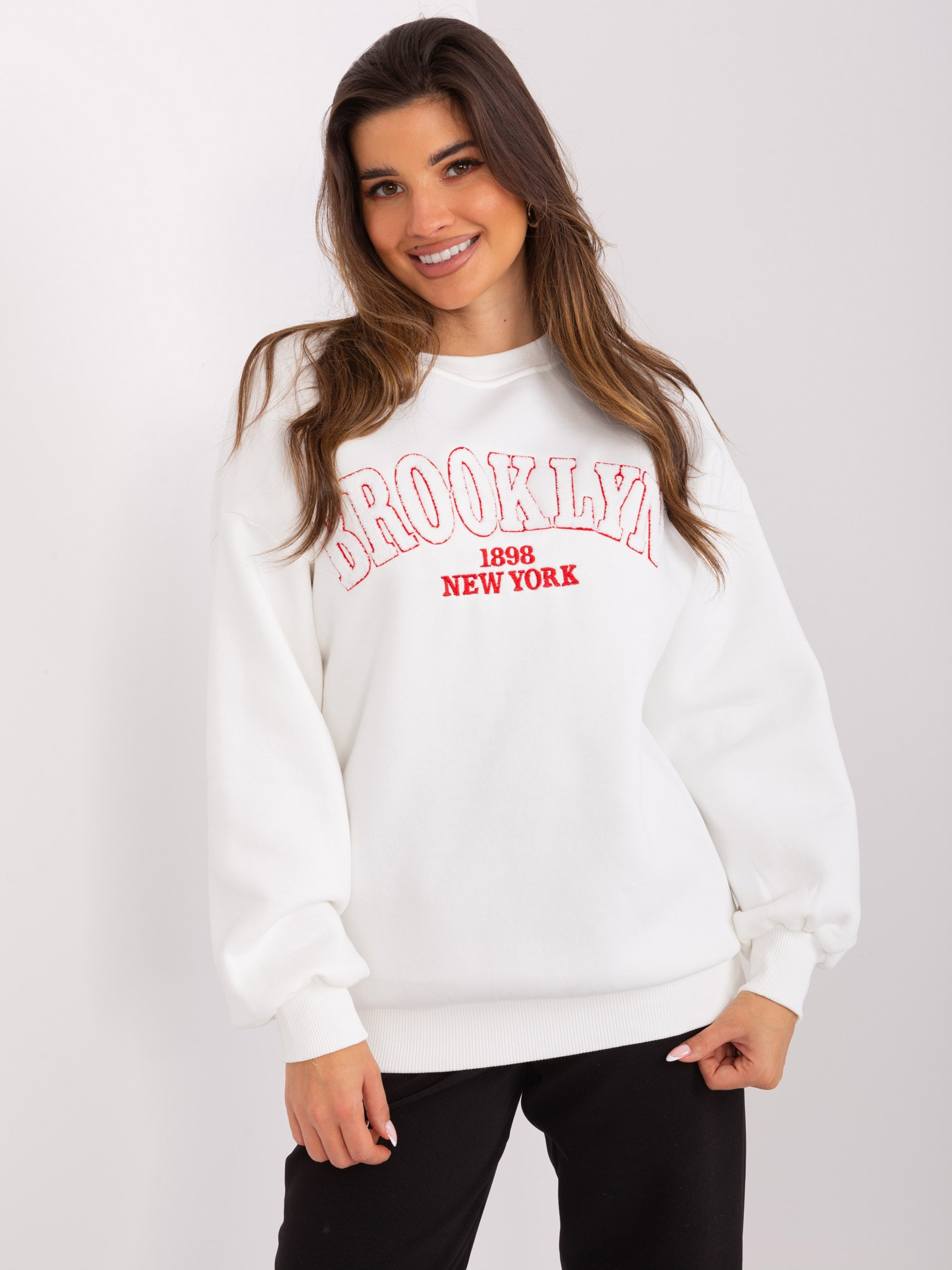Smotanová mikina s potlačou BROOKLYN EM-BL-617-14.09-ecru Veľkosť: ONE SIZE