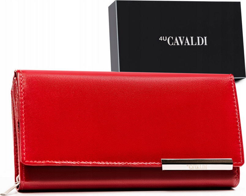 4U Cavaldi Červená kožená peňaženka M580 [DH] RD-21-GCL-4 Veľkosť: ONE SIZE