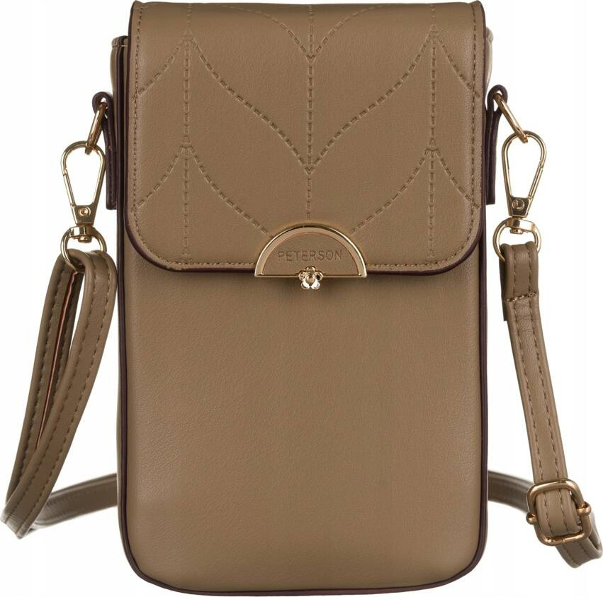 Peterson Tmavobéžová mini kabelka s chlopňou [DH] PTN M-16 Veľkosť: ONE SIZE