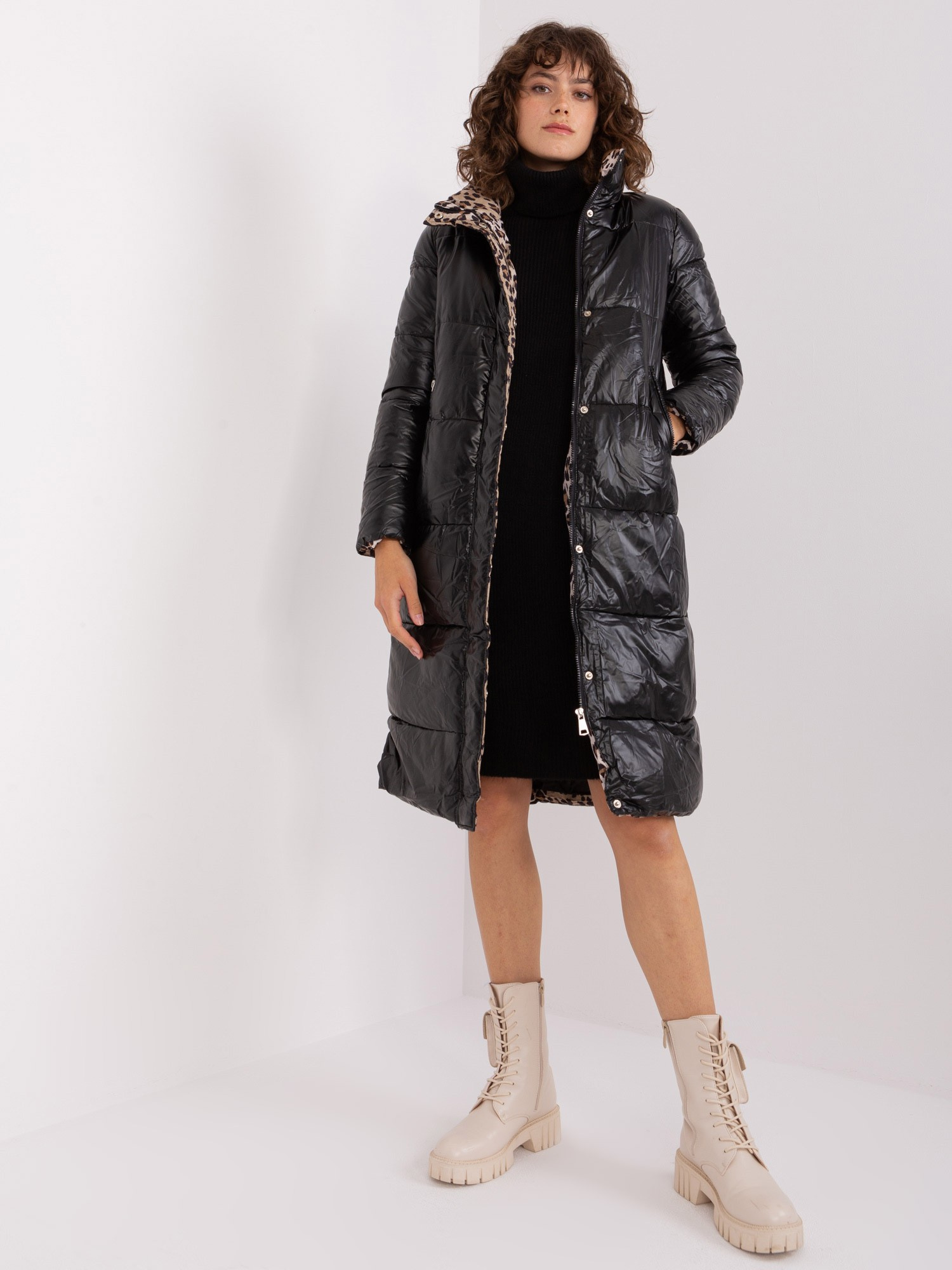 Čierna prešívaná bunda bez kapucne NM-KR-TR8303-1.99P-black Veľkosť: S