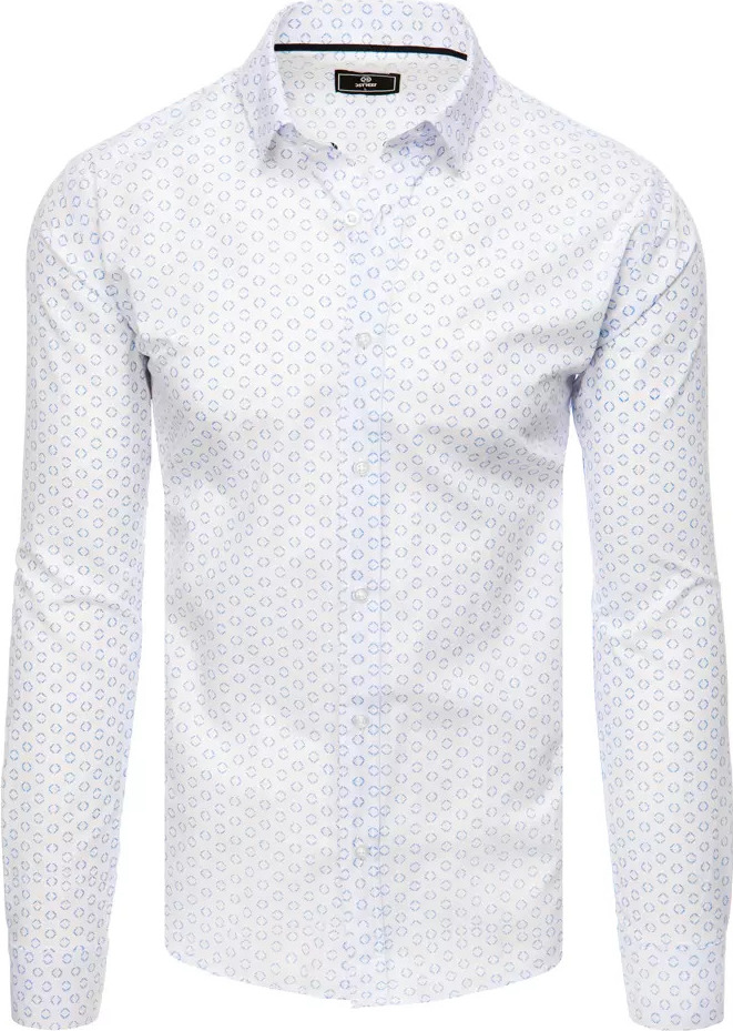 Biela pánska košeľa so vzorom DX2438 Veľkosť: 2XL