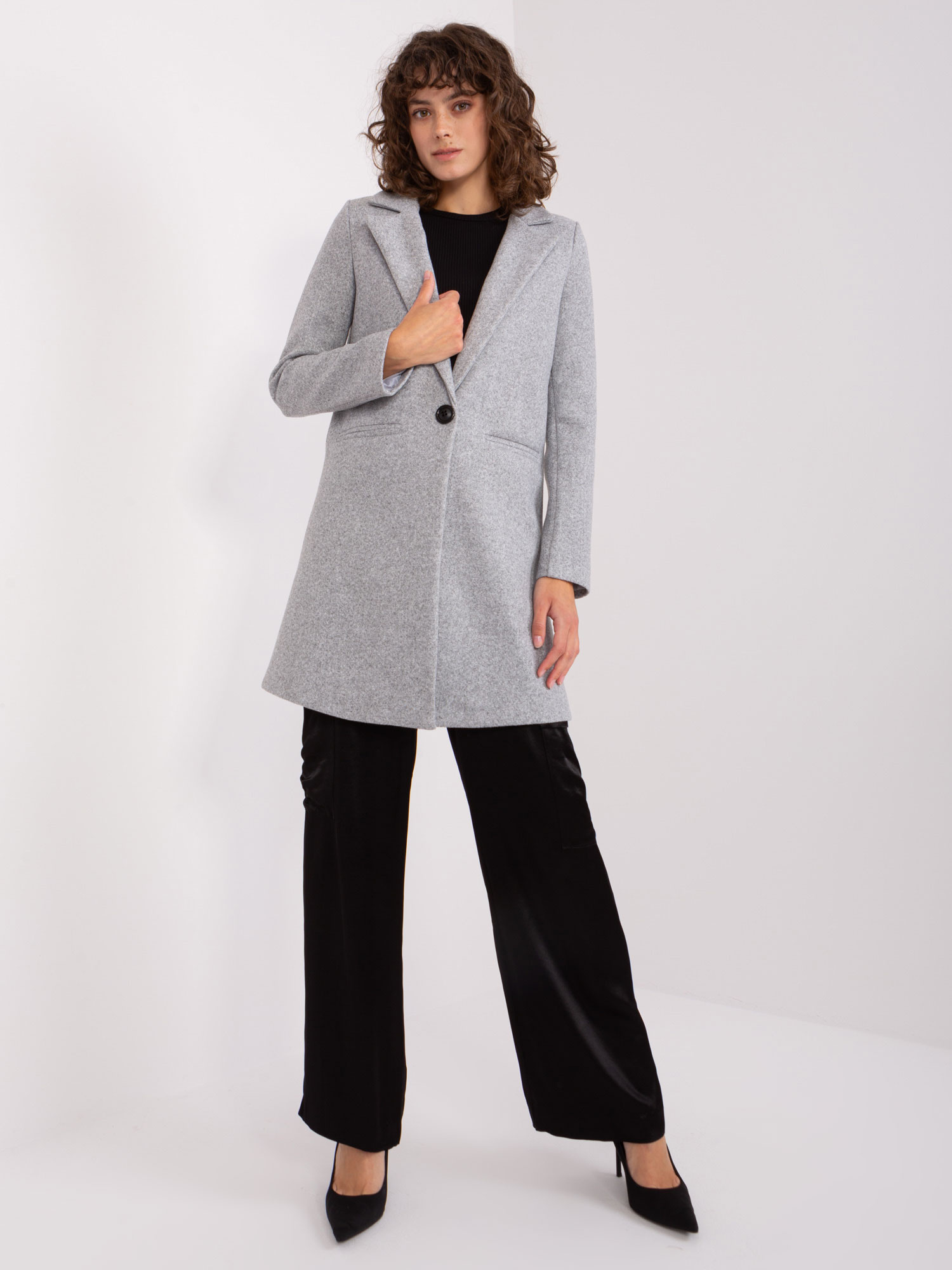 Sivý jesenný kabát TW-PL-BI-23314.00P-grey Veľkosť: XL