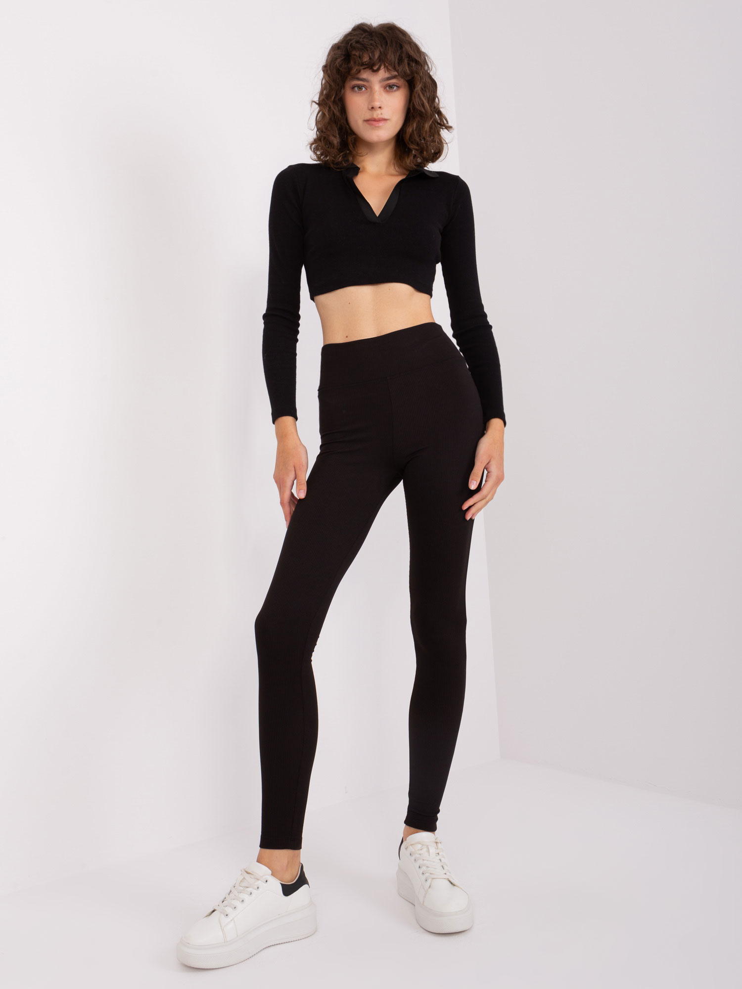 Čierne legíny s vysokým pásom -LO-LG-LK-512.04-black Veľkosť: S