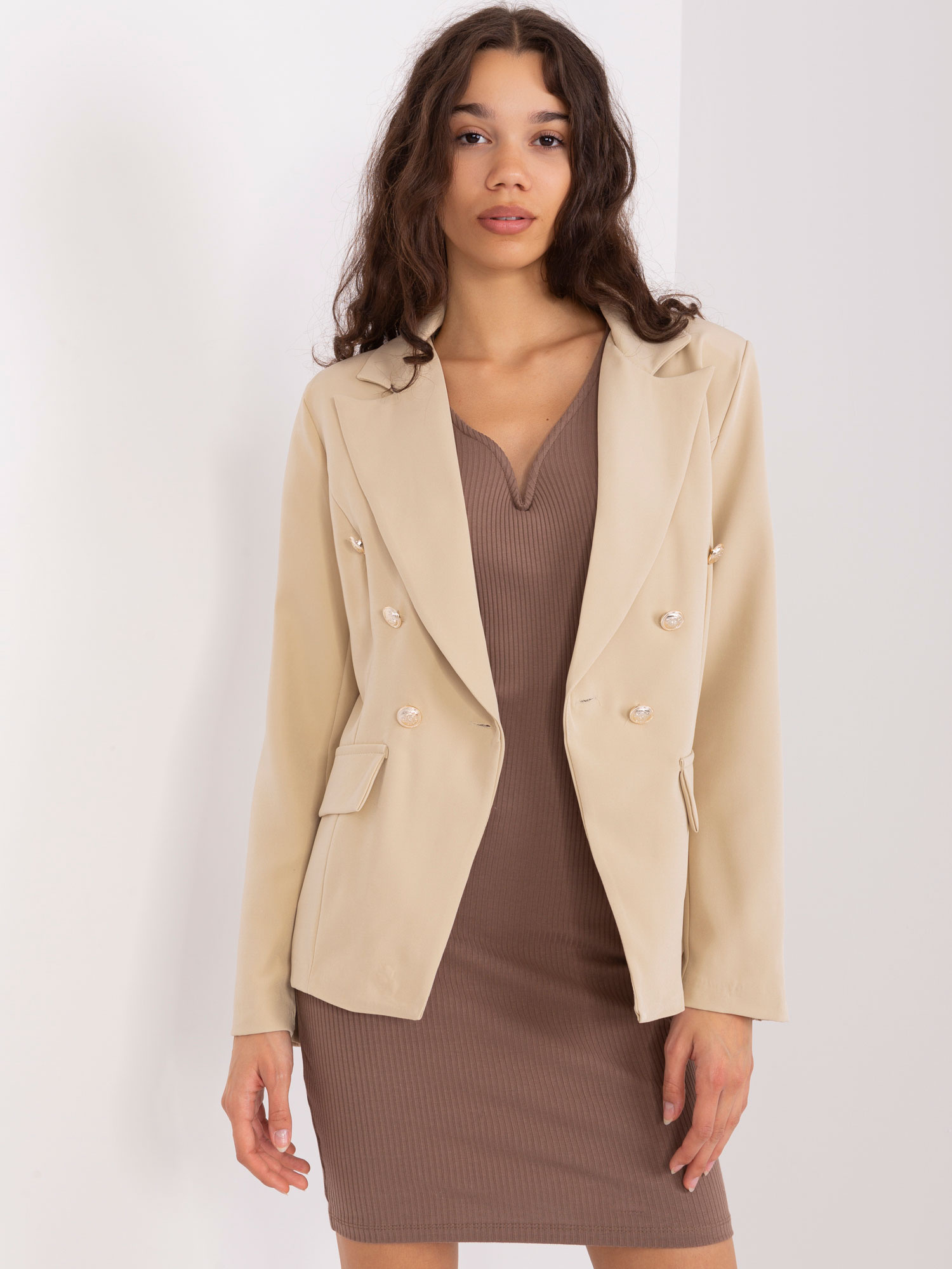 Béžové sako s gombíkmi TW-ZT-BI-2018.96-beige Veľkosť: L