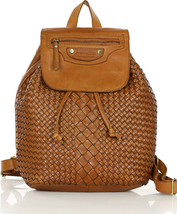 MARCO MAZZINI Pletený kožený batoh - hnedý (VS13b) Veľkosť: ONE SIZE