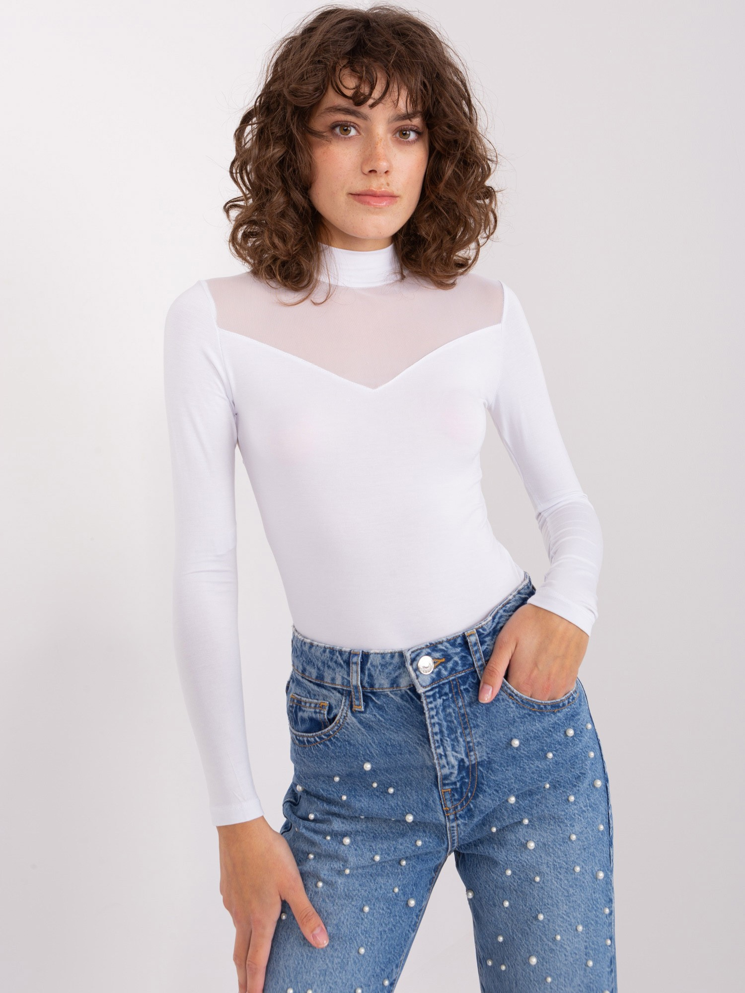 Biele tričko s priesvitným chrbtom -RV-BZ-9203.87P-white Veľkosť: S