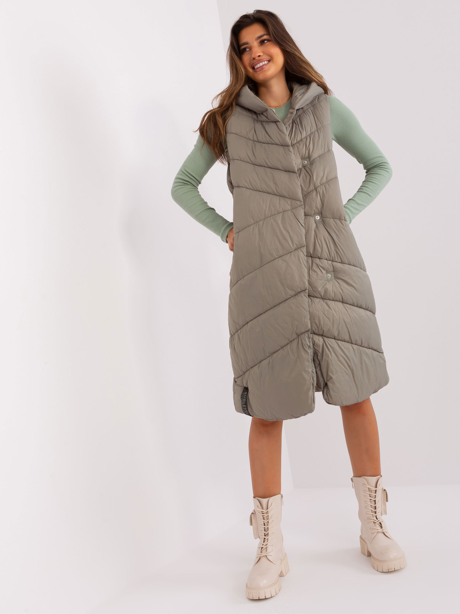 Svetlo khaki prešívaná bunda SUBLEVEL D50045X80115A3-khaki Veľkosť: S