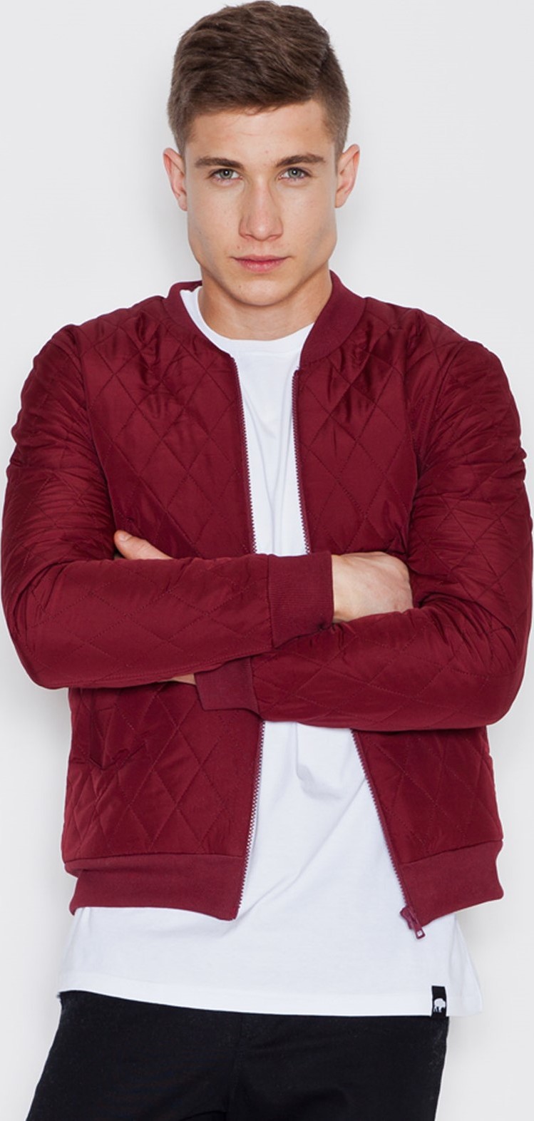 Bordová prešívaná bunda V012 Deep red Veľkosť: 2XL