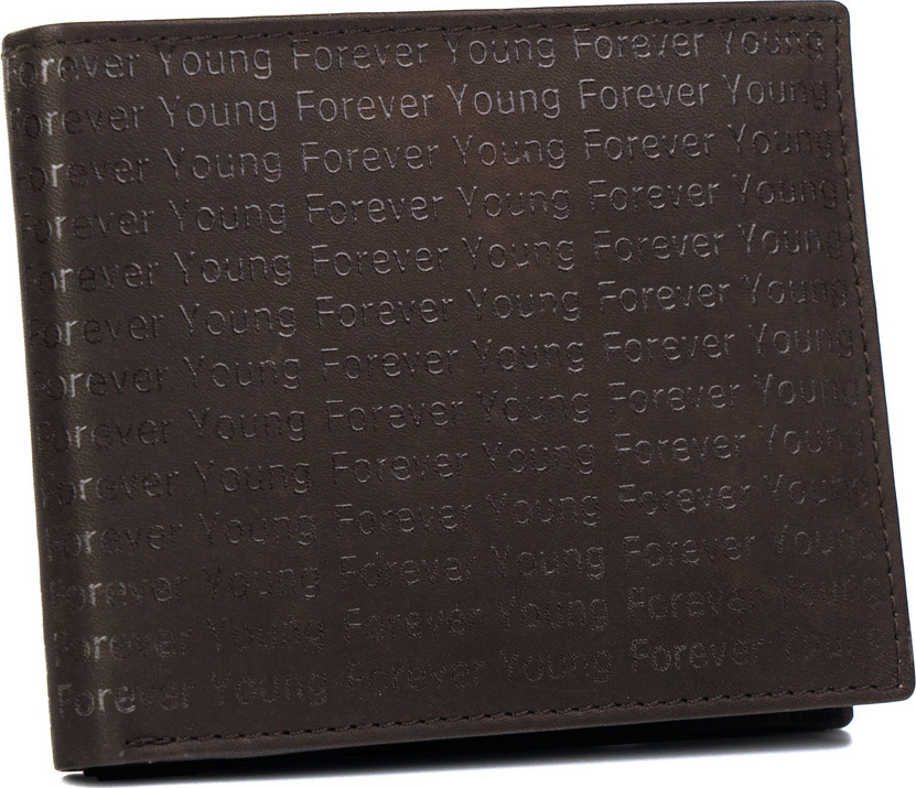 Forever Young Tmavohnedá kožená peňaženka zdobená razbou s monogramom F017 701-SPG BROWN Veľkosť: ONE SIZE
