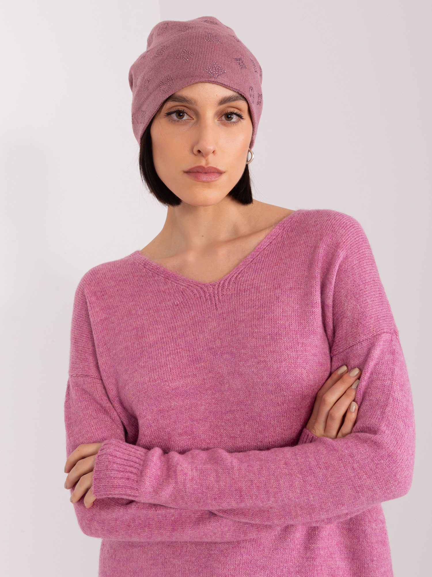 Fialová vzorovaná čiapka AT-SK-2325.85-viollet Veľkosť: ONE SIZE