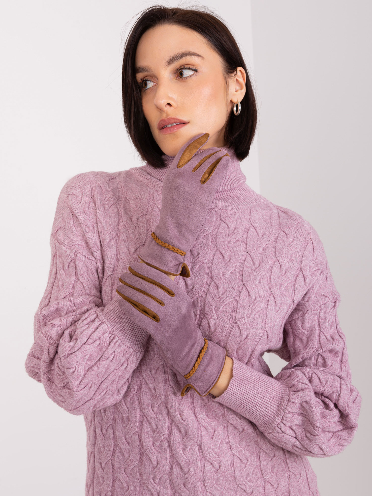 Fialové elegantné rukavice AT-RK-238601.31P-viollet Veľkosť: S/M