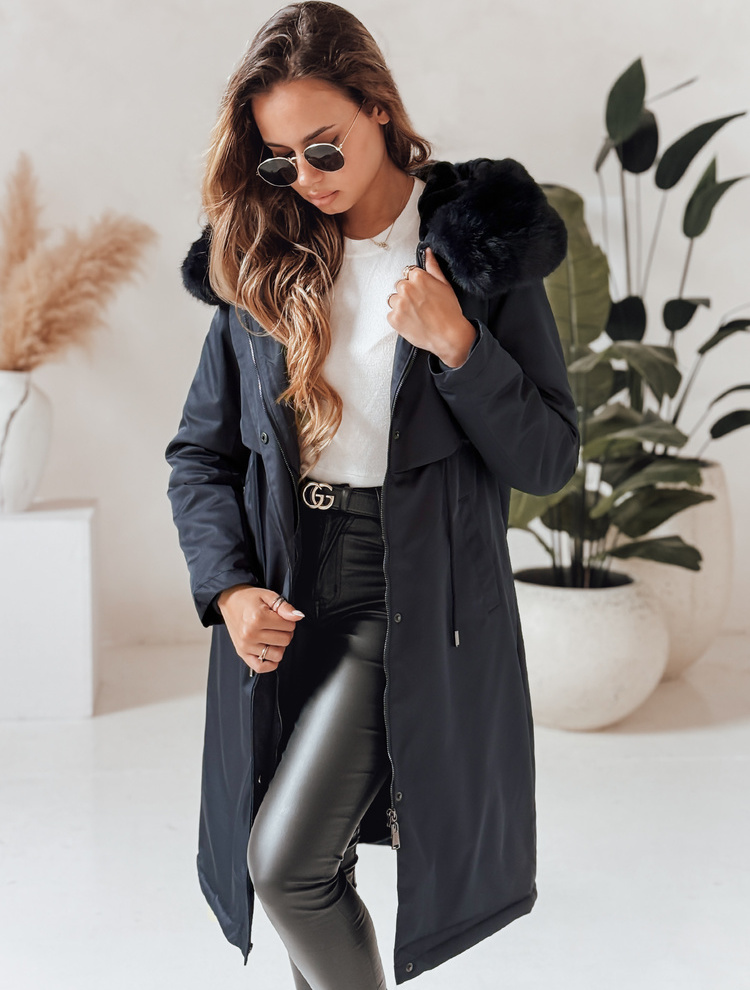 Tmavomodrá dlhá parka LUSTER TY4018 Veľkosť: XL