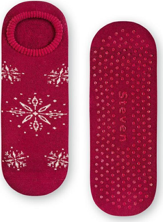 Vínové protišmykové ponožky s motívom vločiek Art.132 Art.132 ZF036, BURGUND - ABS Veľkosť: 35/37